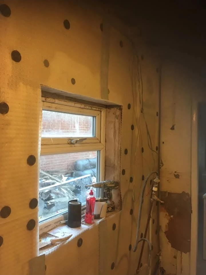 Damp proofing membrane at a window reveal in Newcastle