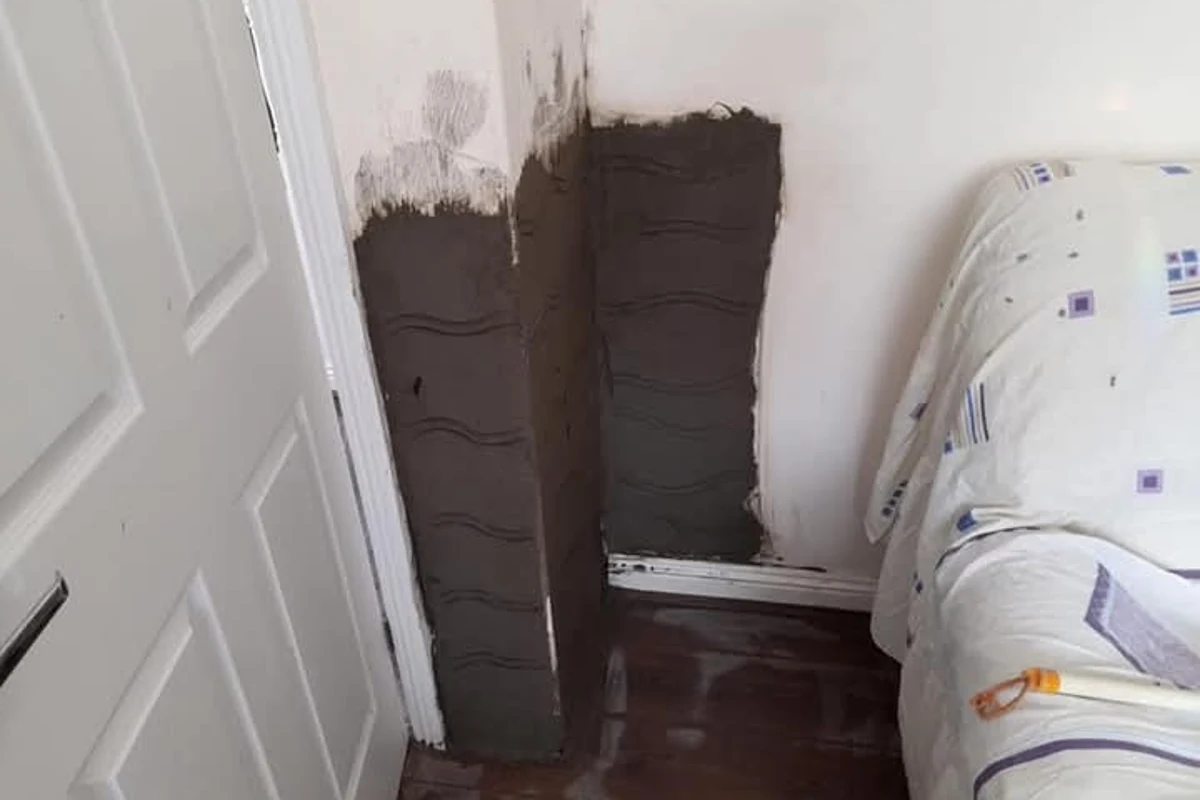 Waterproof render applied to a Newcastle wall after penetrating damp treatment