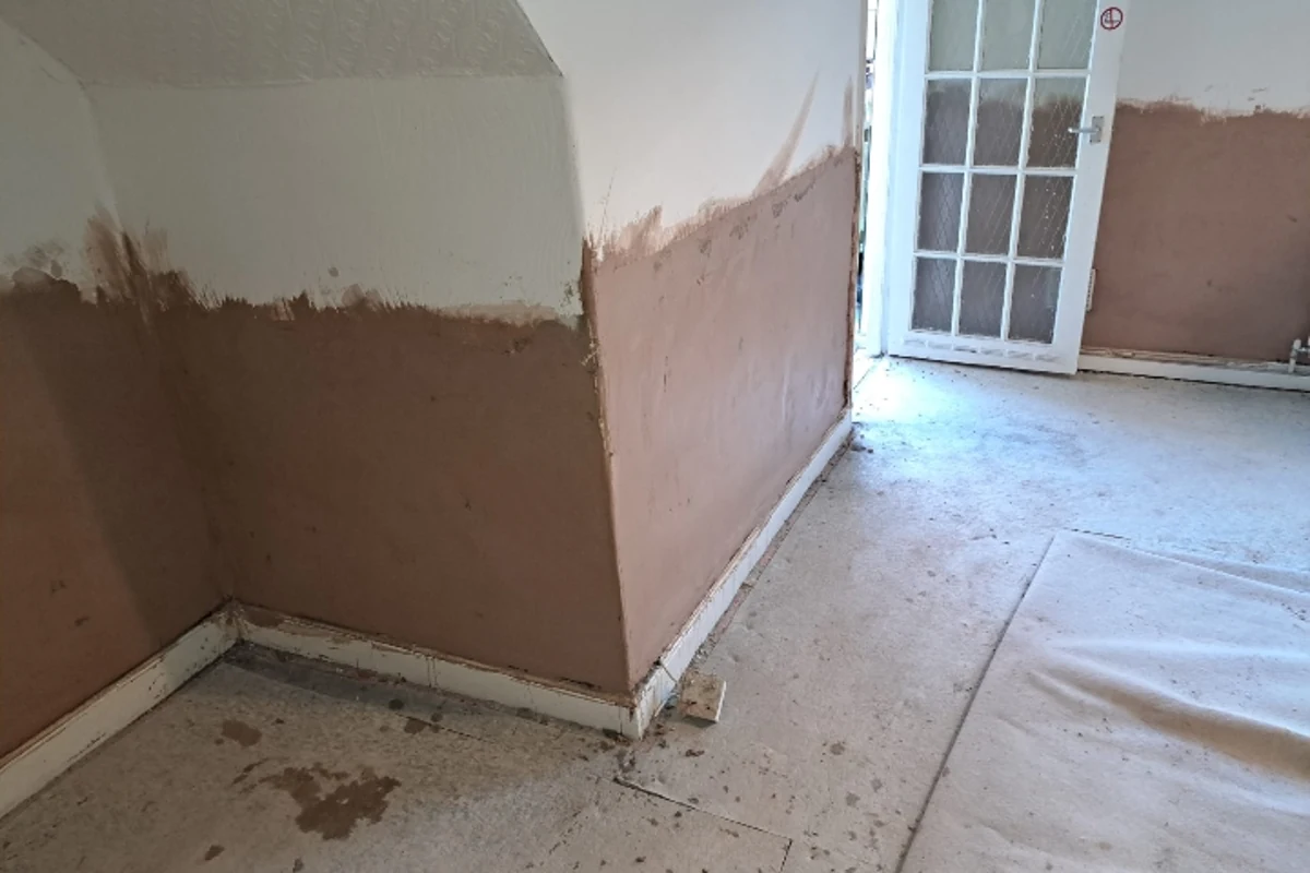 Replaster band at low level after damp treatment in Newcastle